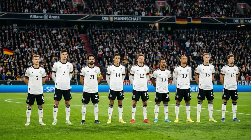 German national team players in white home jerseys during World Cup 2026 preparation
