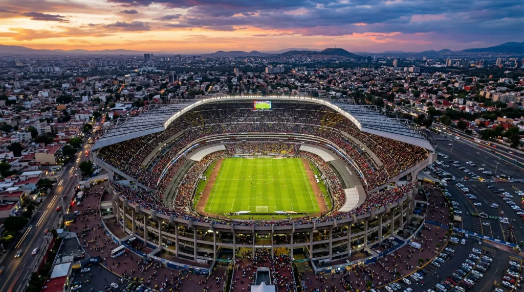 Estadio Azteca in Mexico City prepared for the World Cup 2026 opening match between Mexico and South Africa
