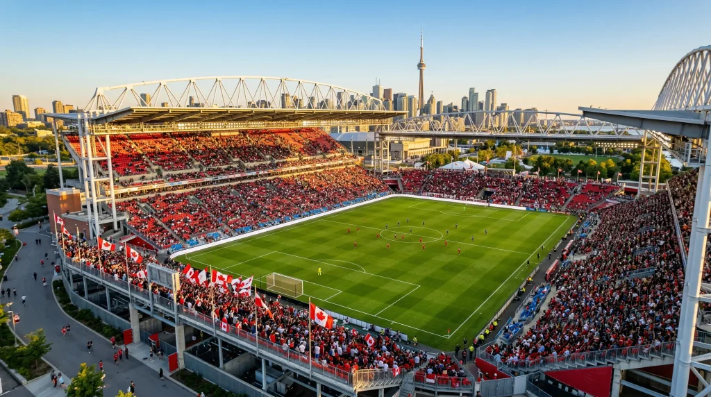 BMO Field in Toronto prepared for World Cup 2026 Group B matches featuring Canada's home opener