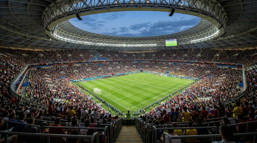 World Cup 2026 group stage featuring matches across United States, Mexico, and Canada stadiums for Groups E through L