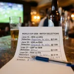 World Cup 2026 parlay betting slip with multiple selections showing group stage matches and odds